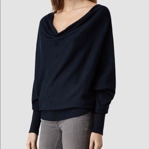 AllSaints Elgar Cowl, Navy Blue - summer pullover